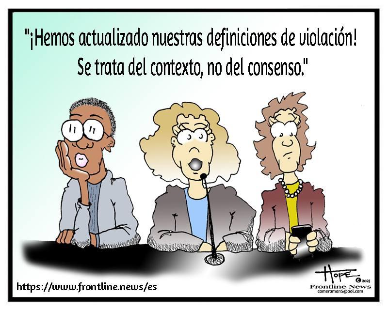 Cartoon for "¡Hemos actualizado nuestras definiciones de violación! Se trata del contexto, no del consenso." - Published on December 14, 2023