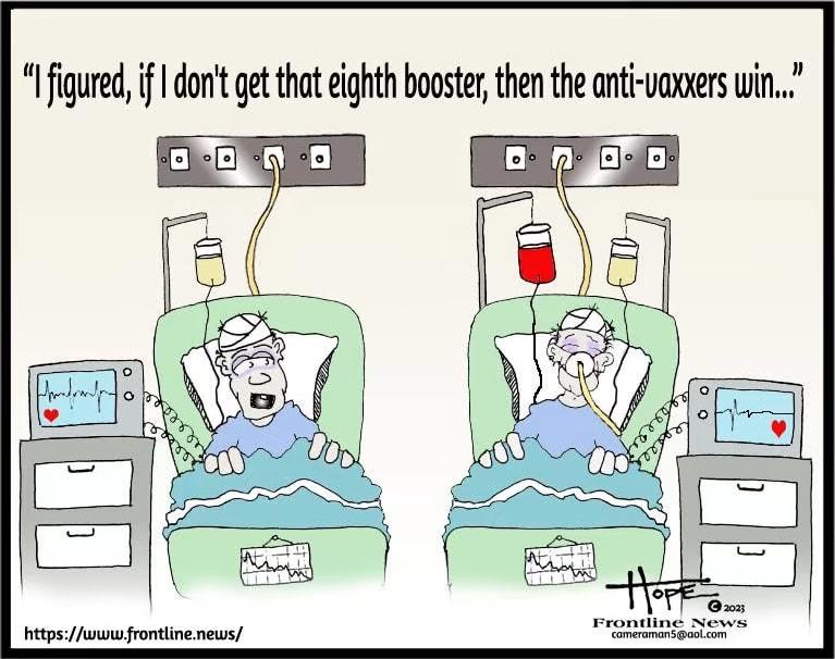 Cartoon for Get that booster, or the anti-vaxxers win! - Published on January 15, 2023